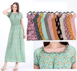 48 Pieces Women's Vintage Print Boho Summer Dress In Assorted Colors - Womens Sundresses & Fashion