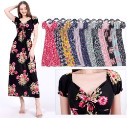 48 Pieces Women's Floral Vintage Print Boho Summer Dress In Assorted Colors - Womens Sundresses & Fashion