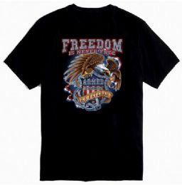 24 Pieces Wholesale Black Color Tshirt Freedom Veteran - Mens T-Shirts
