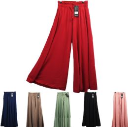 12 of Women's Rayon Palazzo Wide Leg Pant With Pockets Paperbag Waist Belt L/xl