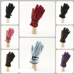 12 Pieces Women's Fleece Gloves Adjustable Strap - Fuzzy Gloves