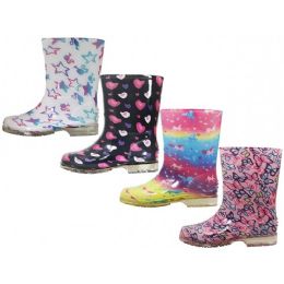 24 Pairs Children's Super Soft Printed Rubber Rain Boots - Toddler Footwear