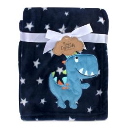 Baby Fleece Blankets 36" X 30" - Navy T-Rex