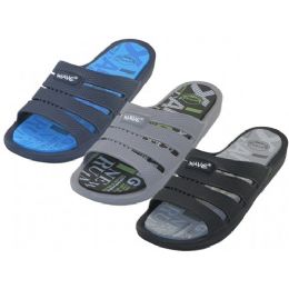 36 Wholesale Men's Wave Rubber Shower Slides Sandals