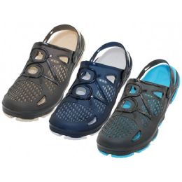 18 Wholesale Men's Wave Super Soft Hicker Clogs With Sling Back Sandals