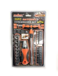 24 Pieces Ratchet Screwdriver Set 28 Piece With 3mm - 13mm Ratchet Socket - Wrenches