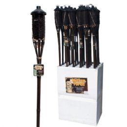 24 of Brown Bamboo Wicker Tiki Torch Floor Display