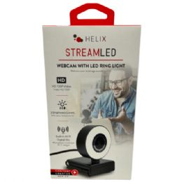 12 pieces Helix Streamled Web Cam With Led Ring Light & Digital Mic - Computer Accessories