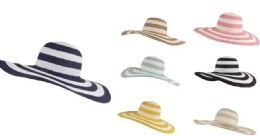36 Pieces Women's Striped Straw Sun Hat - Sun Hats