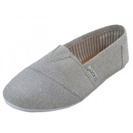 Wholesale Footwear Women's Silver 6-11 Comfortable slip on Casual Canvas Shoe