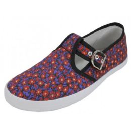 Wholesale Footwear Women's Printed T-Strap Canvas Shoe Mini Meadow