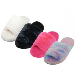 24 Pairs Soft Plush Upper House Slippers Assorted - Women's Slippers