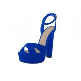 Wholesale Footwear 5.5 Inches Heel Ankle Strap Sandals 6-10 Blue