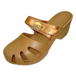 Wholesale Footwear Women's Wedge Clog Sandals Gold