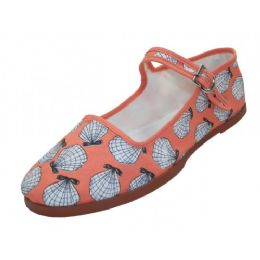 Wholesale Footwear Women's Cotton Upper Mary Janes shoe White Shell On Pink