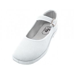 Wholesale Footwear Women's White 8-11 Comfortable Cotton Upper Mary Janes Shoe