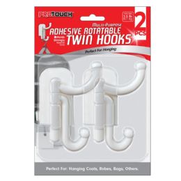 48 Pieces 2pk Adhesive Rotatable Twin Hooks - Hooks