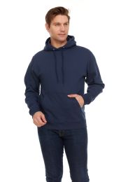 Men's Cotton Fleece Hooded Sweat Shirt Navy Size Large