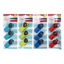 48 Wholesale Bag Clip Magnetic 3pk SofT-Grip 4ast Summer Colors Tie Card
