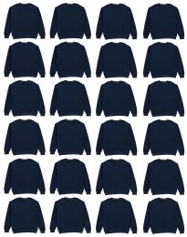 Unisex Fleece Line Cotton Crew Neck Sweat Shirt Navy Size 2xl
