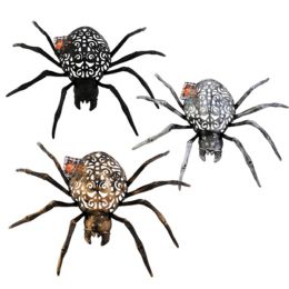 24 pieces Spider Big Plastic 14.375x7.875in 12 Black 6 Ea Antique Silver & Gold - Halloween