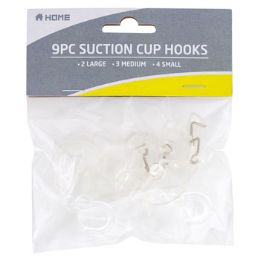 36 pieces Suction Cup Hooks 9ct Clear 2lg/3med/4sm - Hooks