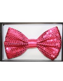 12 Wholesale Sequin Hot Pink Adult Bowtie