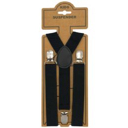 12 Pieces Black Kid Suspenders - Suspenders