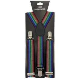12 Pieces Rainbow Glitter Kid Suspender - Suspenders