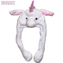 12 pieces White Unicorn Hat With Moving Ears - Pegasus Hat - Winter Animal Hats