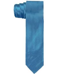 12 Wholesale Plain Light Blue Slim Tie