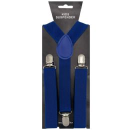 12 Pieces Royal Blue Kid Suspenders - Suspenders
