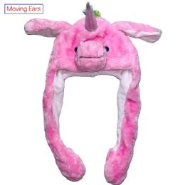 12 pieces Pink Unicorn Hat With Moving Ears - Winter Animal Hats
