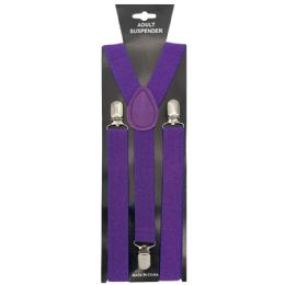 12 Pieces Glitter Purple Suspenders - Suspenders