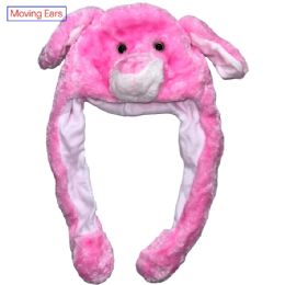 12 pieces Pink Bunny Hat With Moving Ears - Winter Animal Hats