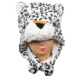 12 pieces White Leopard Hat - Winter Animal Hats