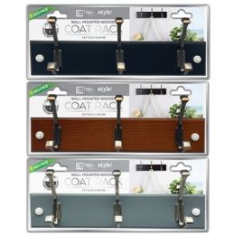 6 pieces 3hook Wall Mounted Wooden Coat Rack - Hooks