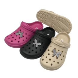 Wholesale Footwear Ladies Glitter/printed Clog 3 Asst