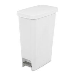4 pieces 11 Gal Slim Stepon Wastebasket White - Waste Basket