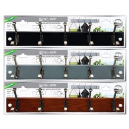 6 pieces 5hook Wall Mounted Woorden Coat Rack - Hooks