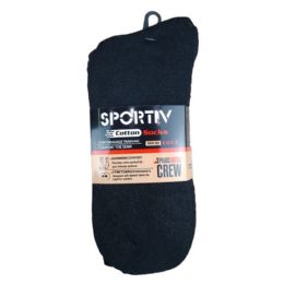 72 pieces 3pk Black Crew Sport Sock 10-13, - Boys Crew Sock