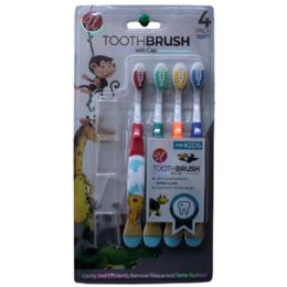 48 pieces 4 Pack Kids Tooth Brush With Cap Soft - Toothbrushes and Toothpaste