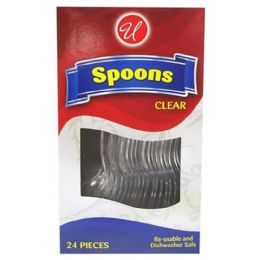 24 pieces Ct Clear Spoon Cutlery In Box - Disposable Cutlery