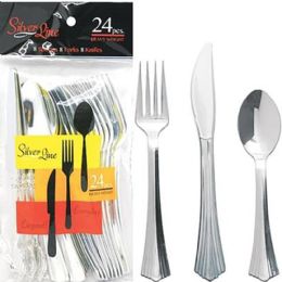 48 pieces 24 Ct Ps Silver Cutlery Combo In Bag - Disposable Cutlery