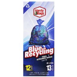 24 pieces 12ct Hardy Bag13gal Blu Recy Ktcn Bag - Garbage & Storage Bags