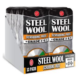 24 pieces 10pk Steelwool GradE-4 Pdq - Scouring Pads & Sponges