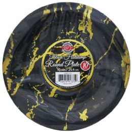 12 Wholesale 10"black Hot Stamp Round Palte 10ct