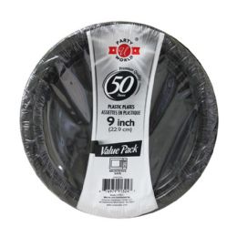 12 Wholesale 9" Round Black Plate 50ct