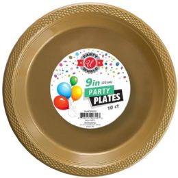 48 Wholesale 9" ROUND Gold PLATE 10-Piece