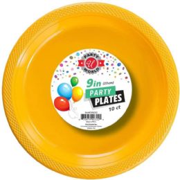 48 Wholesale 9" ROUND Yellow PLATE 10-Piece